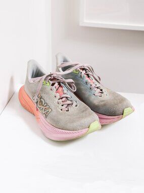 Hoka One Mach 6 Illusion Dusk Running Shoes Women's Size 7.5 Lilac Coral Grey
